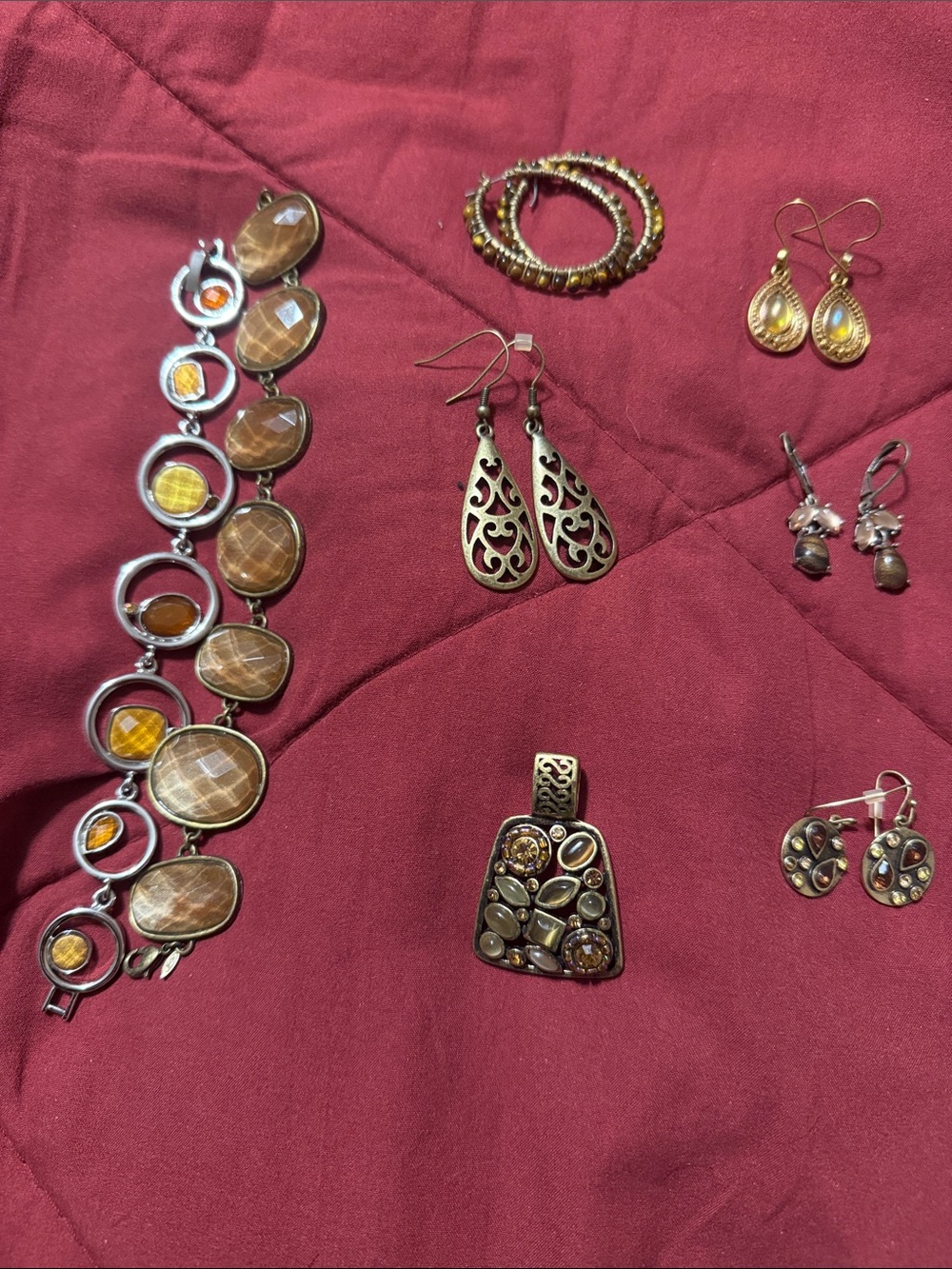 Lia Sophia Brown and Gold Mixed-Metal Bracelet Set
